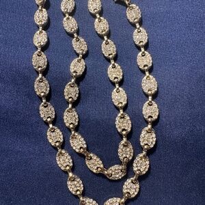 14K Gold Plated Iced Figaro 20in Necklace